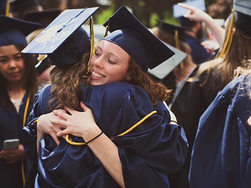 Graduation hug