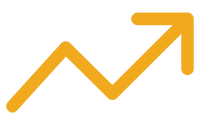 gold line drawing of an upward trend arrow