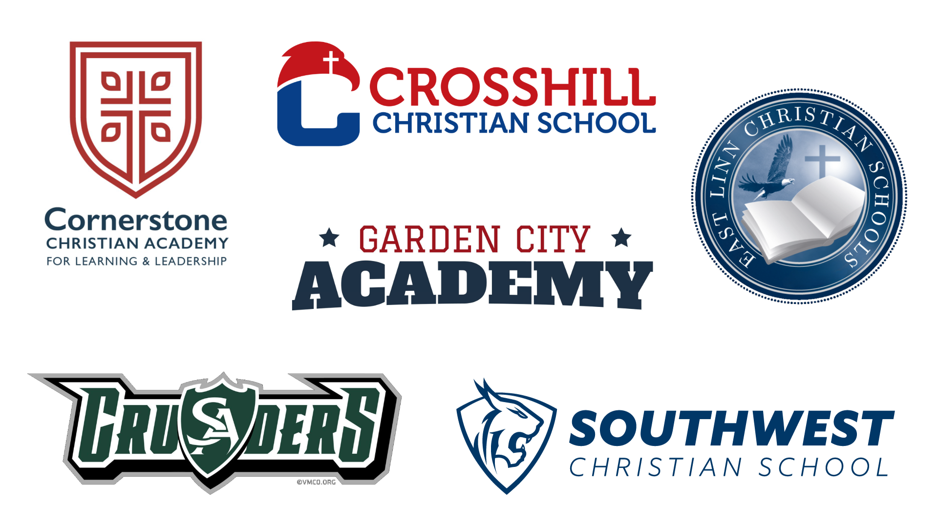 A collage of logos from high schools that partner with Corban for dual credit