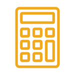 a yellow line drawing of a calculator