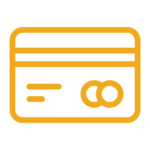 a yellow line drawing of a credit card