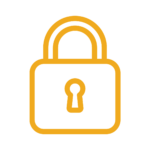 a yellow line drawing of a padlock