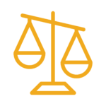 a yellow line drawing of a set of scales