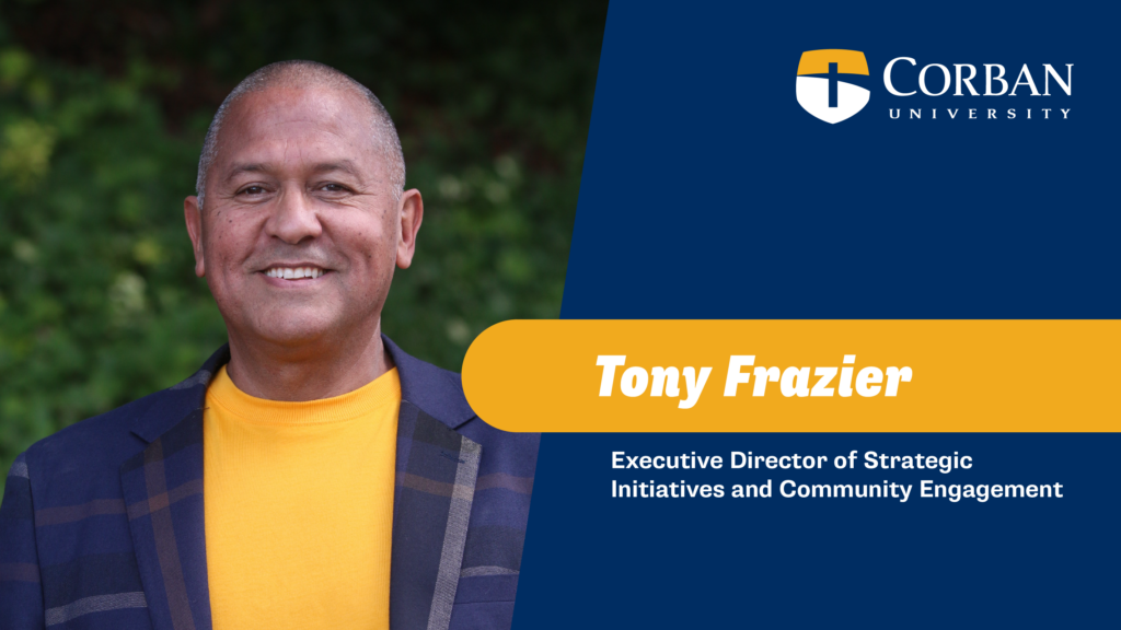 Tony Frazier, Executive Director of Strategic Initiatives and Community Engagement at Corban University, poses for a professional headshot.