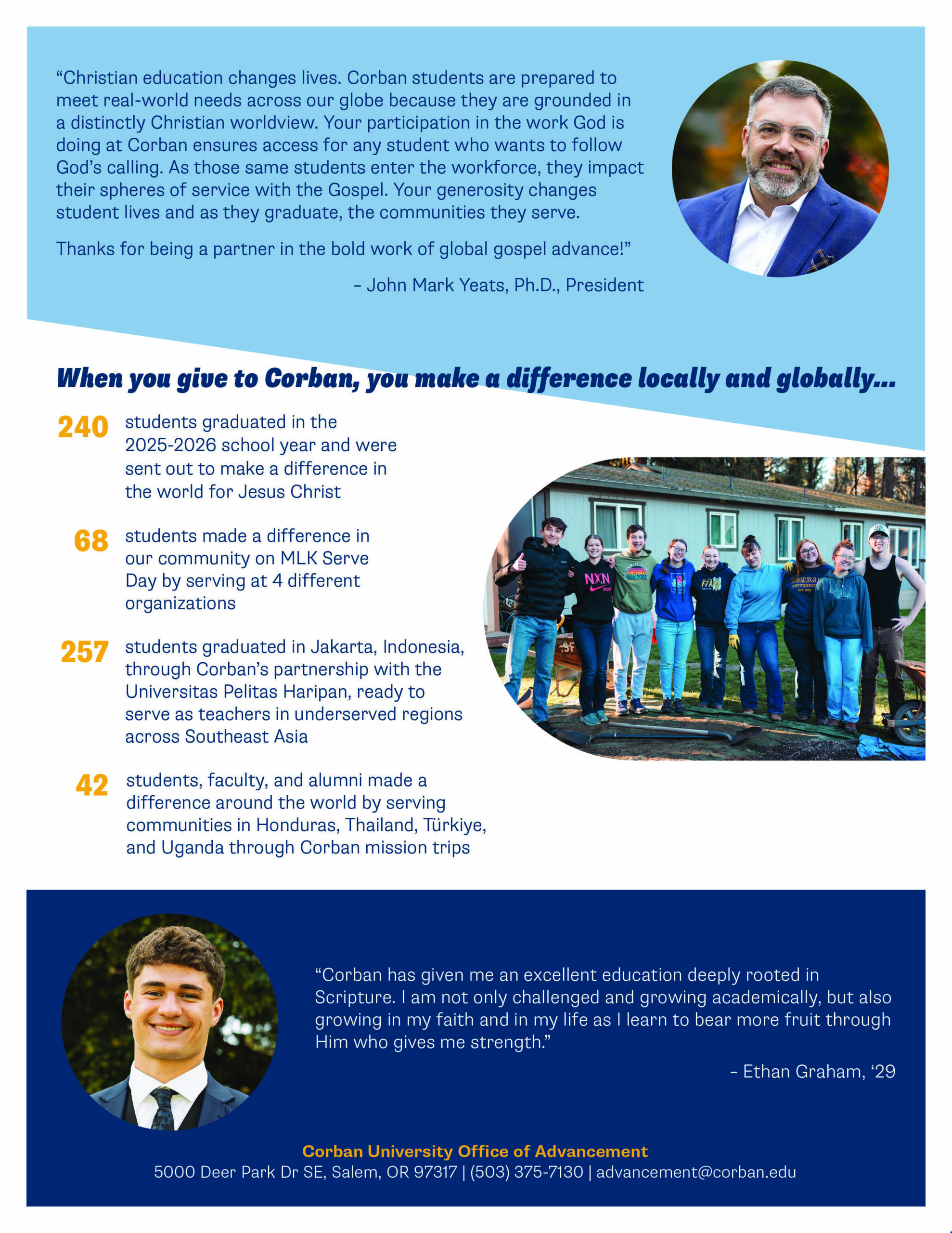 2025-26 Donor Impact Report page 2 sharing highlights of donor impact