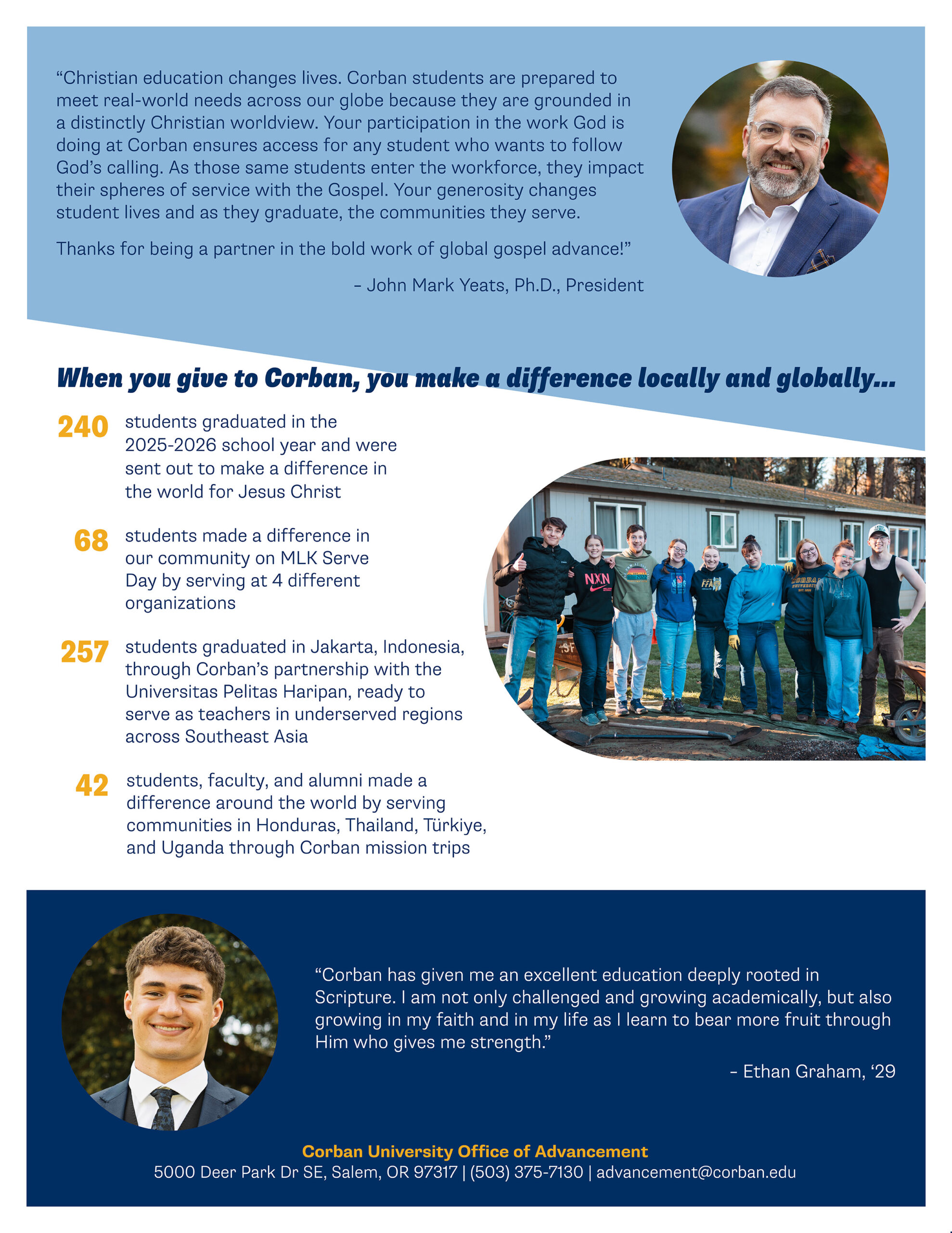 2025-26 Donor Impact Report page 2 sharing highlights of donor impact